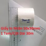 Giấy In Nhãn Decal 50x30mm 1 Tem/Cột Dài 30m – Decal Bám Mực Tốt, In Nét Rõ – Có Hướng Dẫn Sử Dụng